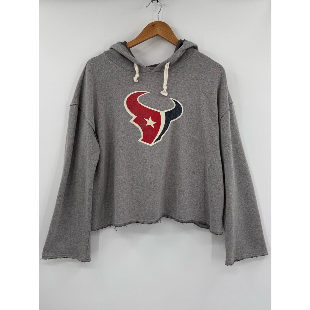 NFL Team Apparel Houston Texans Crop Hoodie | Gray | Large